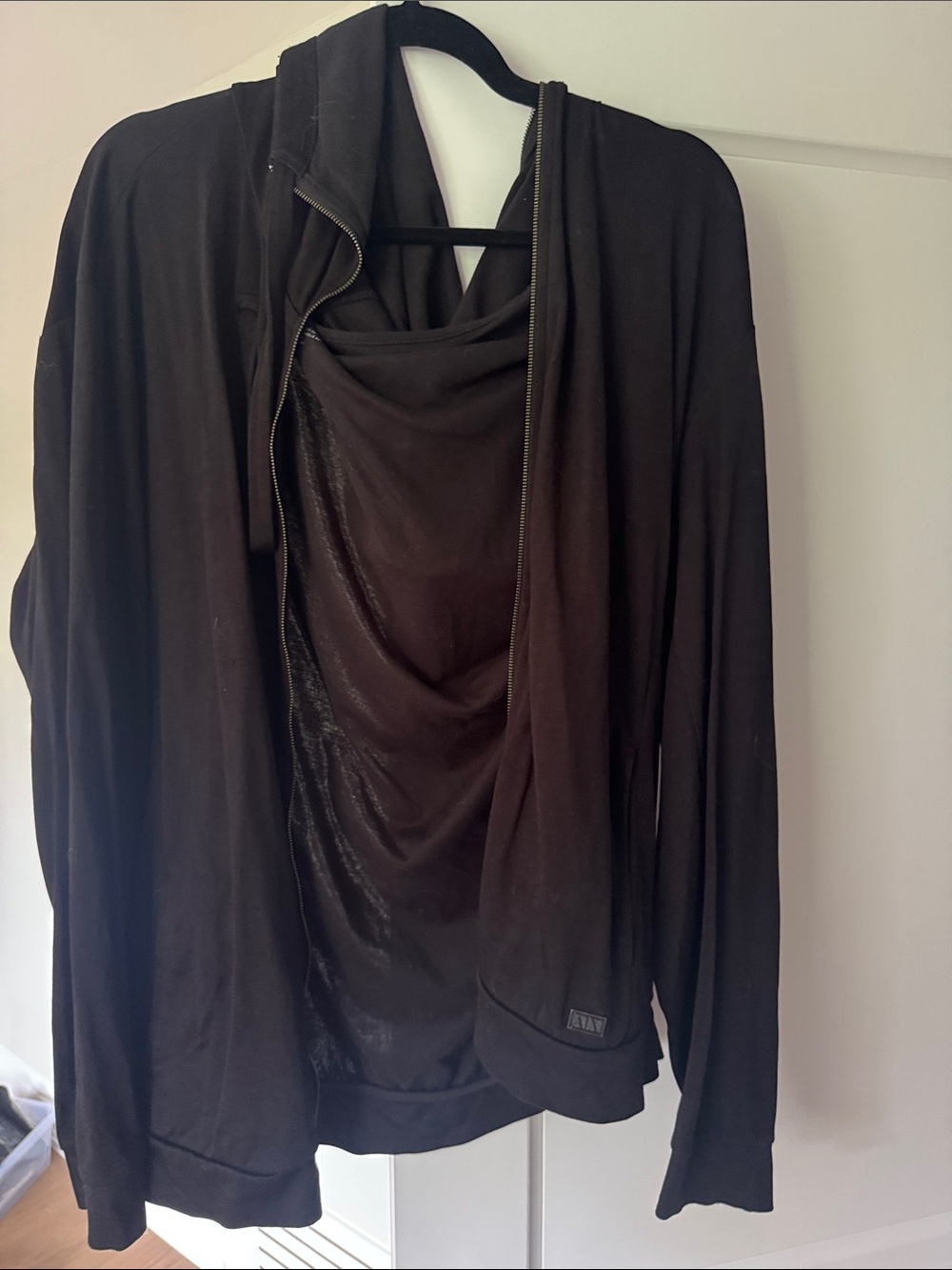 Armani Exchange Black Draped Zip Hoodie